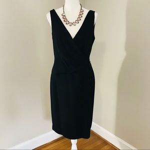 Jones New York Faux Wrap Dress with Beaded Belt